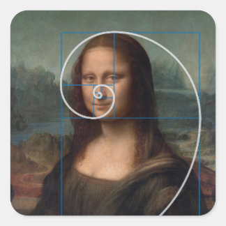 Sticker Carré Ratio or spirale Mona Lisa Fibonacci