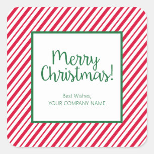Sticker Carré Rayé de Bonbons de Noël pour Entreprise