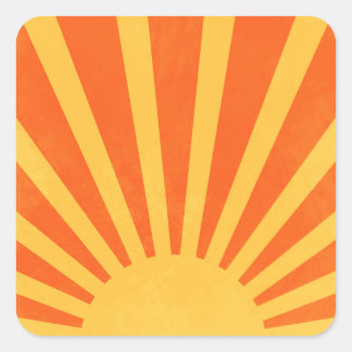 Sticker Carré Rayons Soleil Jaune Orange Minimaliste