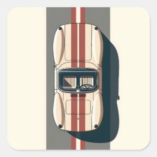 Sticker Carré Rayure de voiture de course rétro minimaliste