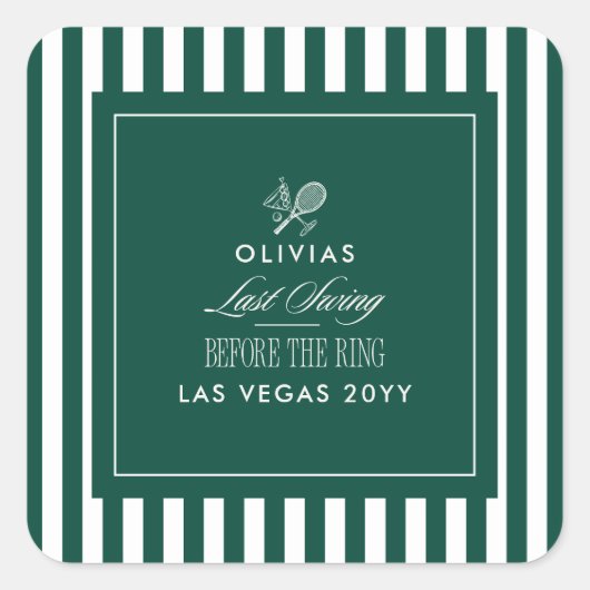 Sticker Carré Rayure verte Tennis Moderne Chic Cadeau de fête de (Devant)