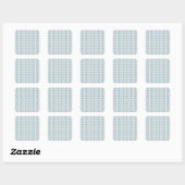 Sticker Carré Rayures Bleues Clair Et Fleurs (Feuille)