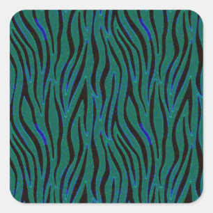 Sticker Carré Rayures de zèbre en imprimé safari noir et vert