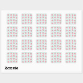 Sticker Carré Rayures fraise rose (Feuille)