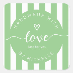 Sticker Carré rayures modernes faites à la main avec monogramme