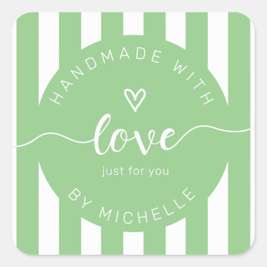 Sticker Carré rayures modernes faites à la main avec monogramme  (Devant)