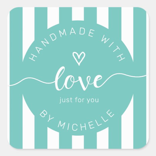 Sticker Carré rayures modernes faites à la main avec monogramme  (Devant)