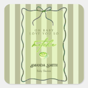 Sticker Carré Rayures Vert Sauge Amour Tellement Matcha Tirage a