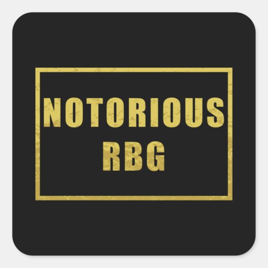 Sticker Carré RBG - Hommage Féministe Noir & Or (Devant)