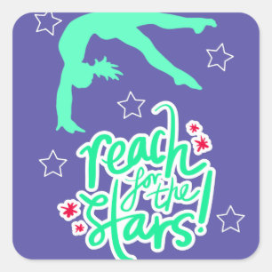 Sticker Carré Reach for the Stars Gymnastique Tumbling