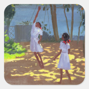 Sticker Carré Reaching for Oranges Bentota Sri Lanka 1998