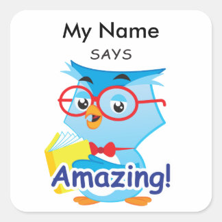 Sticker Carré Reading Owl - Extraordinaire !