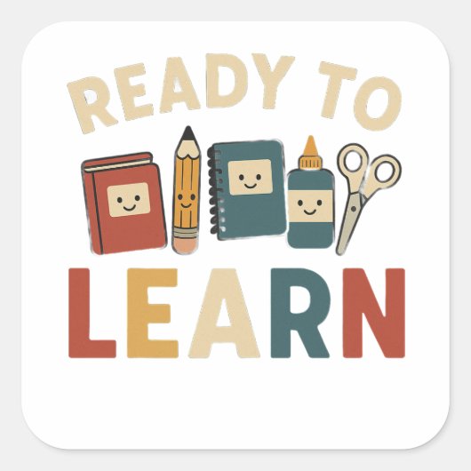 Sticker Carré Ready to learn funny school memes (Devant)