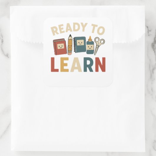 Sticker Carré Ready to learn funny school memes (Sac)
