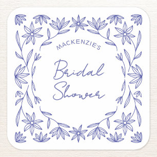 Sticker Carré Réception de mariage champêtre bleu méditerranéen