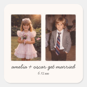 Sticker Carré Réception de mariage photo d'enfance Cocktail Part
