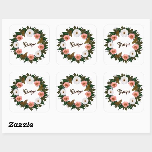 Sticker Carré Réception de mariage répétition Élégant Postage (Feuille)