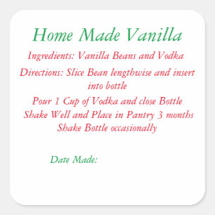 Sticker Carré Recette Accueil Vanille Fabriquée