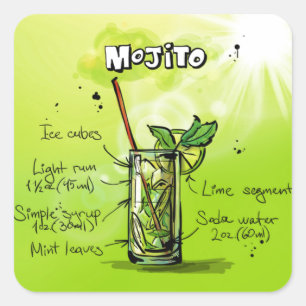 Sticker Carré Recette Mojito