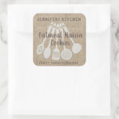 Sticker Carré Recette personnalisée de style campagnard rustique (Sac)