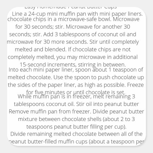 Sticker Carré Recette simple fait maison de beurres d'arachide R (Devant)