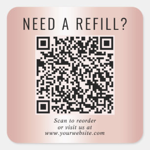 Sticker Carré Recharge Code QR Rose Gold
