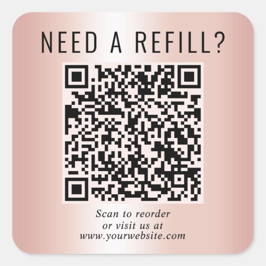 Sticker Carré Recharge Code QR Rose Gold (Devant)