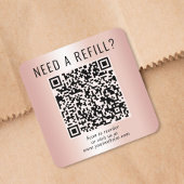 Sticker Carré Recharge Code QR Rose Gold