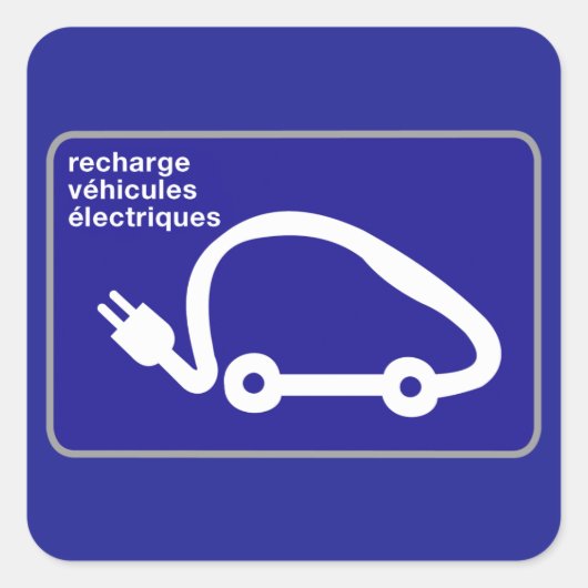 Sticker Carré Recharge Stn Voitures Électriques, Signal De Trafi (Devant)