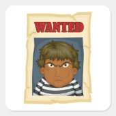 Sticker Carré Recherché pour prisonnier évincé (Devant)