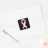 Sticker Carré Recherche sur le cancer du sein à ruban rose (Enveloppe)