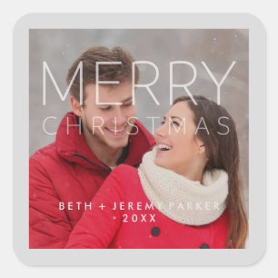 Sticker Carré Recouvrement moderne de Joyeux Noël et votre phot