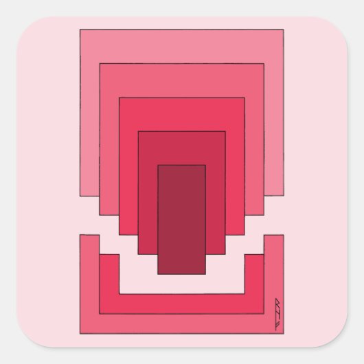 Sticker Carré Rectangle Abstrait en Rouge (Devant)