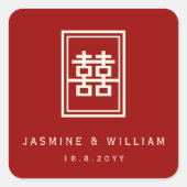 Sticker Carré Rectangle double bonheur Mariage chinois classique (Devant)