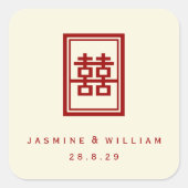 Sticker Carré Rectangle double bonheur Mariage chinois classique (Devant)