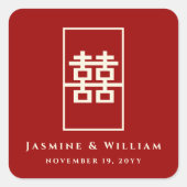 Sticker Carré Rectangle double bonheur simple Mariage chinois (Devant)