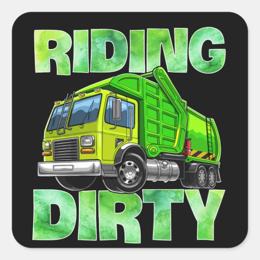 Sticker Carré Recyclage des ordures Camion T Kids Hommes équitat (Devant)