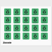 Sticker Carré Recycler avec symbole de recyclage sur vert (Feuille)