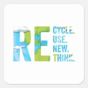 Sticker Carré Recycler Réutiliser Repenser Pour La Journée De La