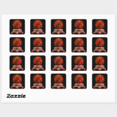 Sticker Carré Red And Black Mandelbrot Sphere On Silver Pedestal (Feuille)