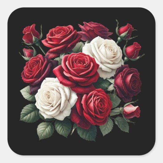 Sticker Carré Red and White Gothic Roses (Devant)