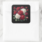 Sticker Carré Red and White Gothic Roses (Sac)