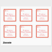 Sticker Carré Red and White Merry Christmas Wishes Message (Feuille)