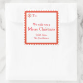 Sticker Carré Red and White Merry Christmas Wishes Message (Sac)
