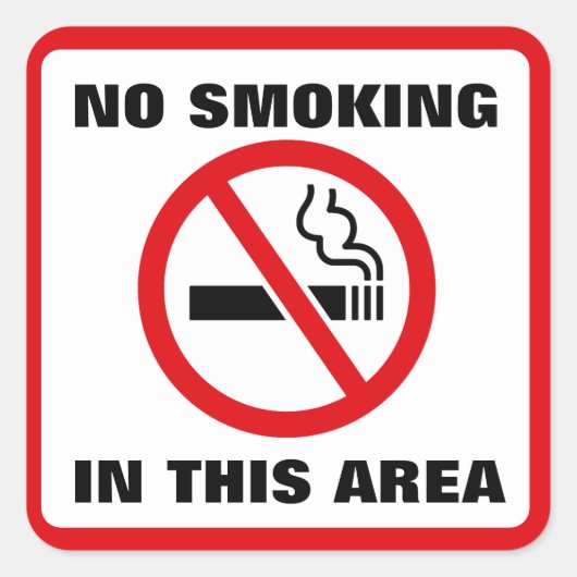 Sticker Carré Red and White No Smoking (Devant)