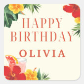 Sticker Carré Red and Yellow Cocktail Birthday Party (Devant)