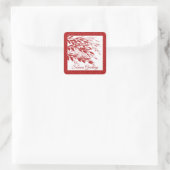 Sticker Carré Red Berry Branch Parties scintillant (Sac)