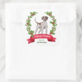 Sticker Carré Red Berry Holly Banner Pointer Chien Noël (Sac)