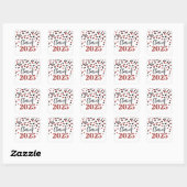 Sticker Carré Red Black Confetti Graduation 2025 (Feuille)