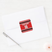 Sticker Carré Red Black White Team Jersey Numéro personnalisé No (Enveloppe)